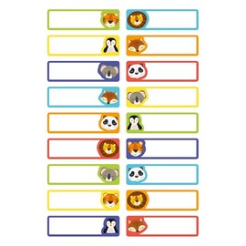 Avery Clothing Labels with Animal pattens, Name Labels, Stick on School Labels, no Ironing or Sewing, 45 x 13 mm, 36 Labels Per Pack, White