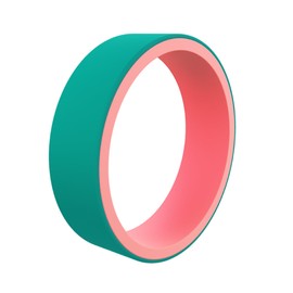 QALO Women's Rubber Silicone Ring, Switch Reversible Rubber Wedding Band, Breathable, Durable Engagement Silicone Ring, 6mm Wide 1.85mm Thick, Emerald & Coral, Size 7