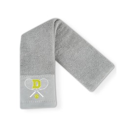 CybGene Embroidered Tennis Towel, Funny Tennis Gift for Men, Women & Lovers, Soft & Absorbent, Gray, Initial D
