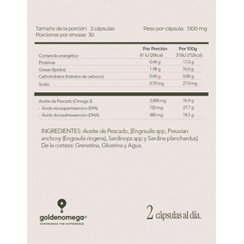 Maklen Omega 3 | EPA 720 + DHA 480 - Golden Omega® Sabor Limon | 60 Softgels de 1,300 mg