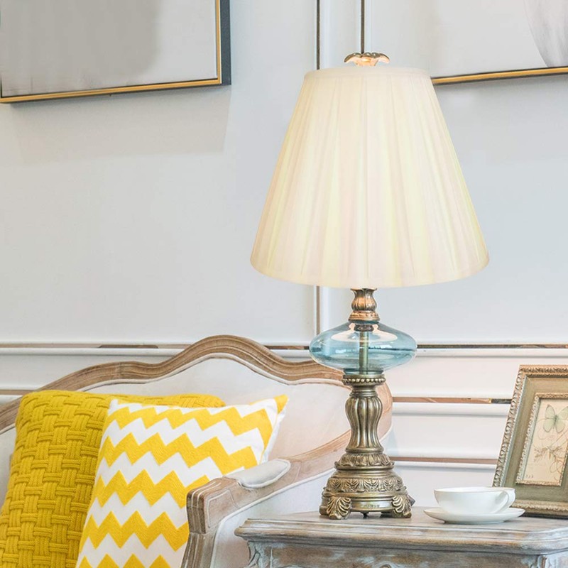Off White Medium Pleated Barrel Lamp Shades, ALUCSET TC Cloth