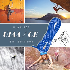 Lanehai 10.5mm Static Climbing Rope UIAA/CE Certified, 64ft/98ft/130ft/200ft kernmantle Outdoor Rock Climbing Rope for Rappelling Arborist