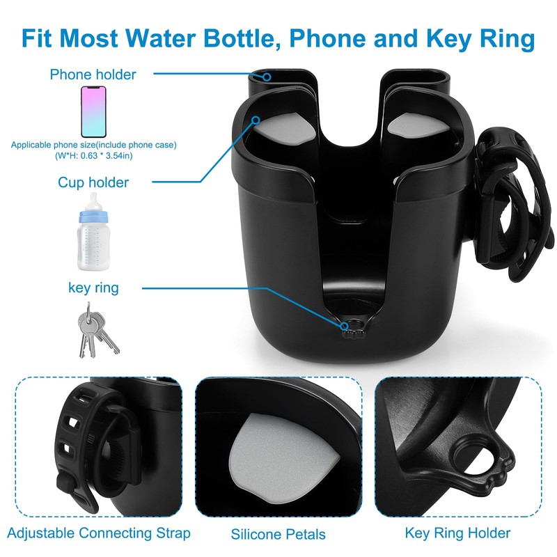 Accmor Stroller Cup Holder with Adjustable Strap, 360 Degree Rotatable
