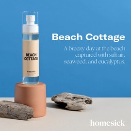 Homesick Linen & Room Air Freshener Spray, Beach Cottage - Non-Toxic Odor Eliminator for Home & Bathroom - Long Lasting Linen Spray for Bedding, Pillows & Sheets - Natural Guest Bedroom Essentials