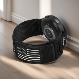 Rugged Nylon Bands with Stars - Stripes Flag Design for Garmin Instinct 2 Solar/Instinct 3 45mm/Instinct, 22mm Sport Breathable Wristband for Garmin Instinct Tactical/E 45mm/Tide/Esports (Black)