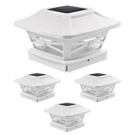 Davinci Lighting Renaissance Solar Outdoor Post Cap Lights - Includes Bases for 4x4 5x5 6x6 Posts - Bright LED Light - Pearl White (1 Pack)