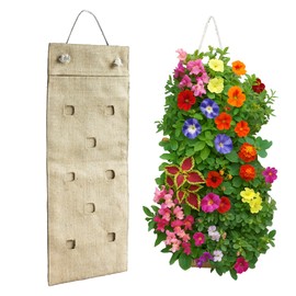 HANG & GROW Canvas Hanging Bag – 8 Holes (1" Each) with 1 Hummingbird Seed Packet – Perfect for Growing Fresh Strawberries and Attracting Hummingbirds