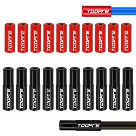 Kigauru 20pcs Bicycle Brake Cable End Caps 10pcs 5mm Brake Line Caps (Black) + 10pcs 4mm Shift Cable Caps (Red) Aluminum Alloy Brake Cable End Caps Derailleur Shifter Wire Cable for Mountain Bike Road Bike Tools