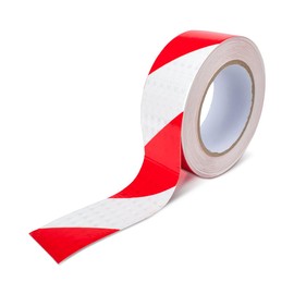 Innfeeltech Reflective Twill Warning Tape, 50 mm x 25 m, Night Reflective Twill Tape with Marking, White and Red, Pack of 1