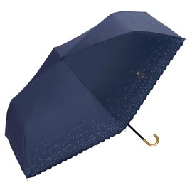 [2025] Wpc. Parasol Light Shielding Glitter Heart Mini Navy <100% Light Blocking/100% UV Reduction/UPF50+/Heat/Rain Protection> Folding Umbrella Ribs, 21.7 inches (55 cm), For Work Commuting To School