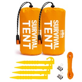 Monterra Emergency Tent, 2 Person Survival Shelter, Thermal Mylar, Waterproof, Outdoor Camping Gear and Equipment, Survival Kits, Compact Bivvy Tarp, Includes Paracord and Accessories. (Orange 2 Pack)