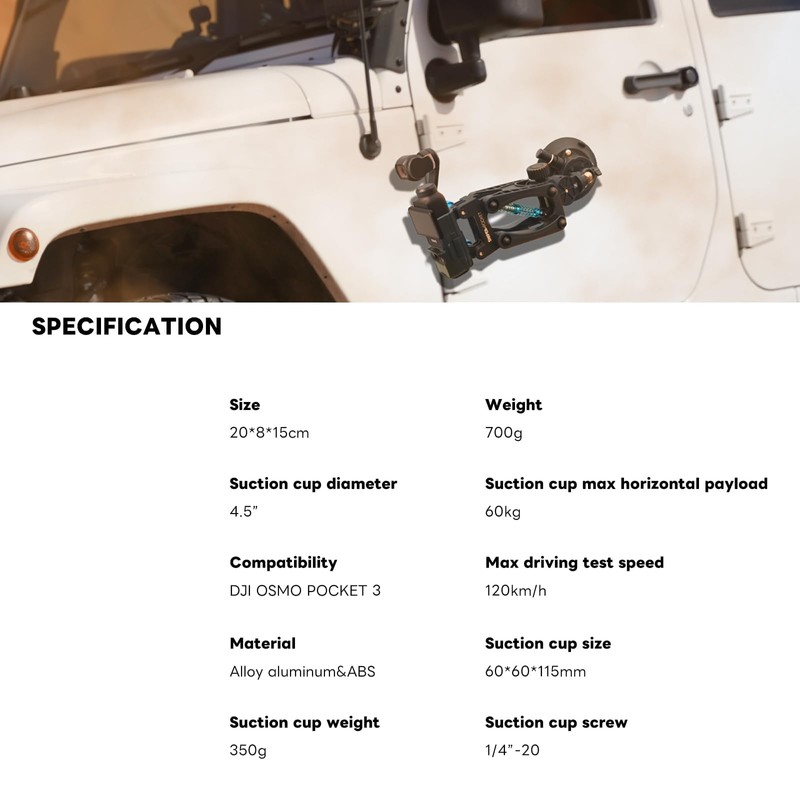 DFCINE DJI Osmo Pocket 3 Car Mount Shock Absorber Arm