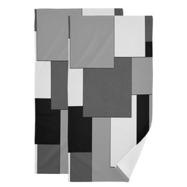 MATEKULI Black White Grey Hand Towels for Bathroom 2 Pack,Microfiber Absorbent Geometric Gray Checkered Modern Abstract Kitchen Towels,Decorative Bathroom Towels for Face,Hair,Bath,Shower 14"x28"