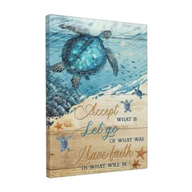 Shuweienphant Sea Turtle Ocean Wall Art Inspirational Quotes Pictures Wall Decor Nautical Beach Canvas Painting Print Artwork Modern Home Decor Framed for Living room Bedroom Bathroom 12''X16''