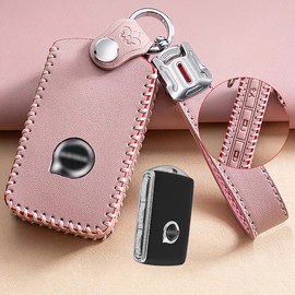 ontto Volvo Dedicated Key Case, Protection, Smart Key Cover, Keychain, Stylish, Good Texture, High Quality Leather, Waterproof, Anti-Scratch, Compatible with Volvo XC40, XC60, XC70, XC90, S90, V90,