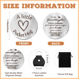 Sureio Pocket Hug Token Long Distance Relationship Keepsake Stainless Steel Double Sided Inspirational Gift with Keychain (To Granddaughter)