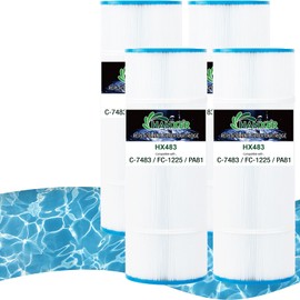 HANXER C-7483 Swimming Pool Filter Replacement for FC-1225, PA81, Filbur FC-1225, Hayward SwimClear C-3020, C-570, C3025, CX580XRE, 70811, 81 Sq.Ft. Filter Cartridge 4 Pack