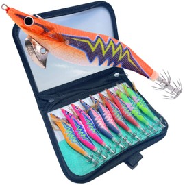 TACKLAND, Set of 10, Very Frequently Used Colors, Set of 10, with Egging Case, Beginners, Squid, Octopus, Full Body Night-Rattle Type (No. 3.5)