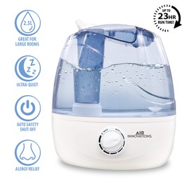 Air Innovations AI-103 Ultrasonic Cool Mist Humidifier for Bedroom – Quiet Cool Mist Diffuser with 2.5L Tank, 23-Hour Runtime, Auto Shut-Off, 360° Nozzle – Ideal for Home, Dorm, & Apartment Essentials