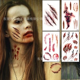 Halloween Horror Wound & Scar Tattoo Stickers for Realistic Bloody Thriller Makeup 60*105mm/X-052 50ea