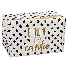 Blending is My Cardio Black Spotted 7 x 4 Vegan Leather Cosmetic Bag