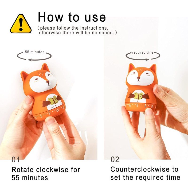 ELE DEPI 2 Pack Cute Kitchen Timer,100% Mechanical Timer for