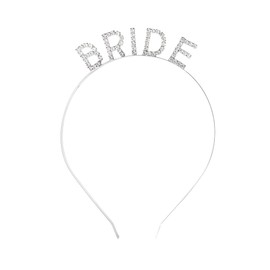 MINICO Bride Tiara Wedding Hair Headband Hair Pieces Bridal Hair Accessories for Wedding, Bachelorette Parties, Bridal Shower, and Hen Party Silver