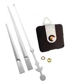 Dhorcas (#03S) Quartz Clock Movement Kit for Replacement, 3/16" Threaded Motor, a hanger and Long Silver 6" Hands (3/16" thread shaft motor with hanger)