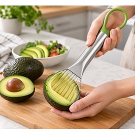 2-in-1 Stainless Steel Avocado Slicer for Fruit Prep – Easy Cutting and Slicing Tool for Everyday Kitchen Use