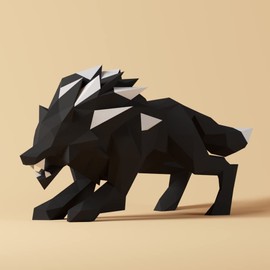 Yona DIY - Wolf Papercraft Kit - Abstract Low Poly 3D Origami Puzzle for Home Decor, Artwork, and Gifts