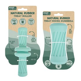 YöL Set of 2 - Natural Rubber Pet Dog Puppy Treat Roller & Hide & Seek Toy Squeaky Non Toxic Durable Dental Chew Stimulating