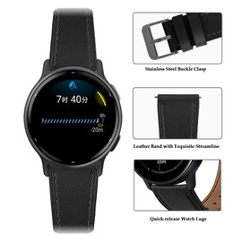 Strap for Garmin Vivoactive 5/3/Venu 2 Plus/Vanu Sq 2 Leather Bracelets, Genuine Leather Replacement Strap for Vívomove Trend/Sport/Luxe 42 mm/Style 42 mm/Vívomove 3 44 mm, 20 mm Leather Watch Strap,