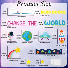 Outer Space Bulletin Board Set Read Books Change The World Classroom Decoration Motivational Astronaut Rocket Spacecraft Planet Paper Cutout for Back to School Nursery Library Door Wall Decor Supplies