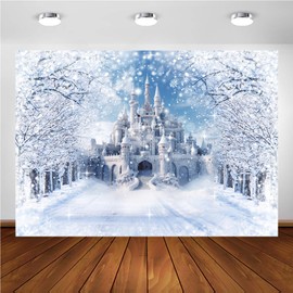 Avezano Winter Backdrops Winter Castle Scene Photo Backdrop Winter Wonderland Party Holiday Photo Studio Booth Background (7x5ft)