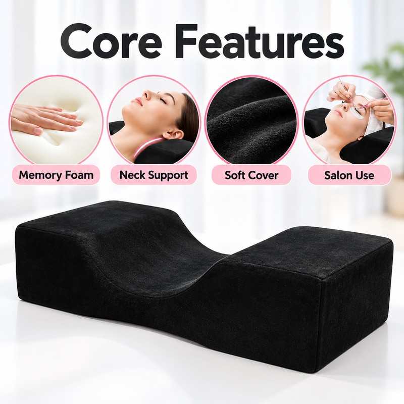 Black Eyelash Extension Pillow, Soft Memory Foam Neck Support Cushion