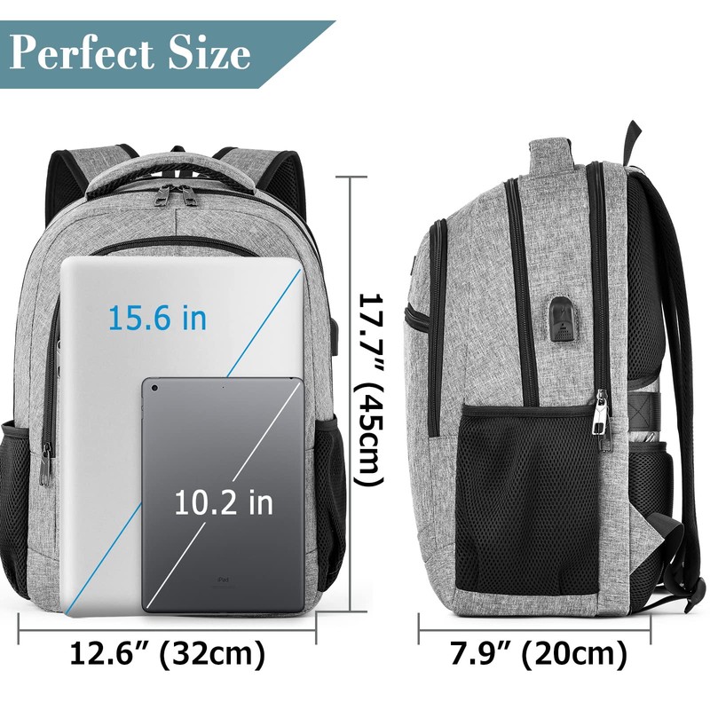 BIKROD Men's School Backpack Boys 15.6 Inch Laptop Bag, gray,