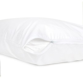 Polycotton Zippered Pillow Protectors Cover Case, Anti Dust Mite, Anti-Allergy, Breathable & Soft Hotel Quality Pillowcase (50x75cm, Pack of 2)