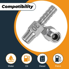 Universal Anti-Siphon Valve Fuel Line Fitting for Boat Engines and Gas Tanks, Hose Barb Aluminum Valve Fitting to Against the Siphoning of Marine Fuel Tanks Fuel Line Leak Break Occur