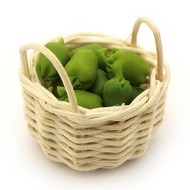 MyTinyWorld Dolls House Miniature Basket of Hand Made Green Bell Peppers