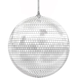 The Dreidel Company Mirror Disco Ball, Silver Hanging Ball with Attached String for Ring, Reflects Light, Fun Party Home Bands Decorations, Party Favor, 8" Inch (8-Pack)