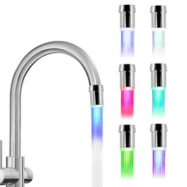 VIEVRE Set of 2 LED Taps, 7 Colours Tap Attachment Kitchen, Blue Green Water Saver, LED Tap Attachment, LED Tap Attachment for Kitchen, Bathroom
