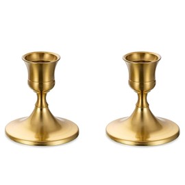 Romadedi Candelabros Dorados Portavelas para Velas Cónicas, 2 PCS Color Latón Dorado Portavelas para Centro de Mesa, Recepción de Boda, Decoración Festiva de Repisa de Navidad o Decoración del Hogar