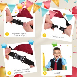 YATEICBC Pack of 2 Children's Ties Boys Adjustable Pre-Tied Ties (Red, Black)