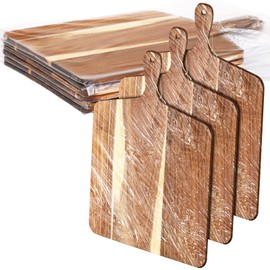 6 Pcs Cutting Board Set Plain Chopping Board with Handles Laser Engraving Serving Board Wooden Charcuterie Kitchen Board Bulk for DIY Housewarming Christmas Gift (17 x 13 Inch, Acacia Wood)