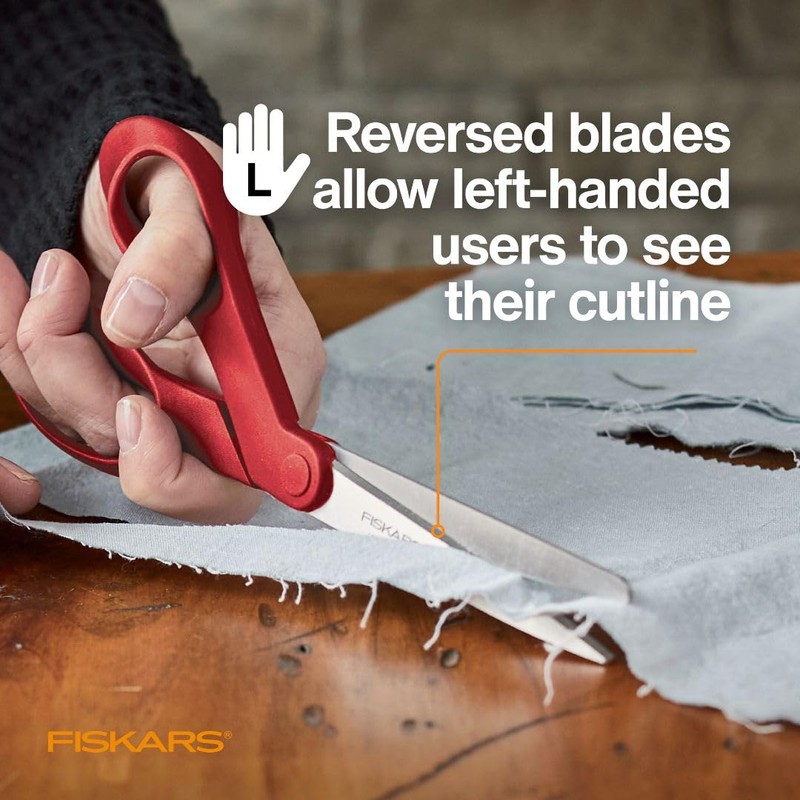 Fiskars All-Purpose Left-Handed Scissors, Gifts for Mom, Ergonomically Contoured, Stainless