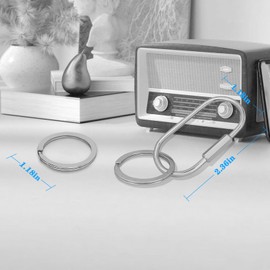 Yebongda 2 Pack Brass Key Chain, Screw Lock Key Organizer with 4 Rings Carabiner Keychain Clip, Silver, Small