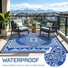 6'x9' Waterproof Blue Floral Reversible Outdoor Rug UV Fade Resistant