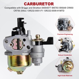 CR950 Carburetor Compatible with Briggs and Stratton 84004577 595783 595649 CR950 CR750 208cc 13R232-0001-F1 13R232-0009-H1MTD