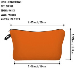 Livel lhood Pure Orange Makeup Bag DIY Cute Small Organizer Zipper Pouch Solid Orange Cosmetic Bag Present for Women Friends Sisters