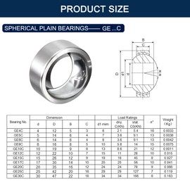 HiPicco GE8C Radial Spherical Plain Bearings, ID 8mm x OD 16mm x Width 8mm Self-lubricating Sealed Spherical Roller Bearings 2pcs